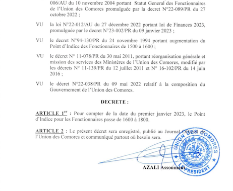 image Le gouvernement hausse les salaires des agents de la FOP
